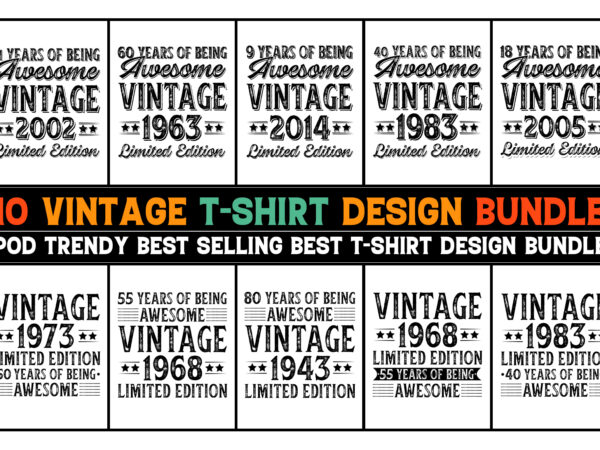 Vintage birthday t-shirt design bundle