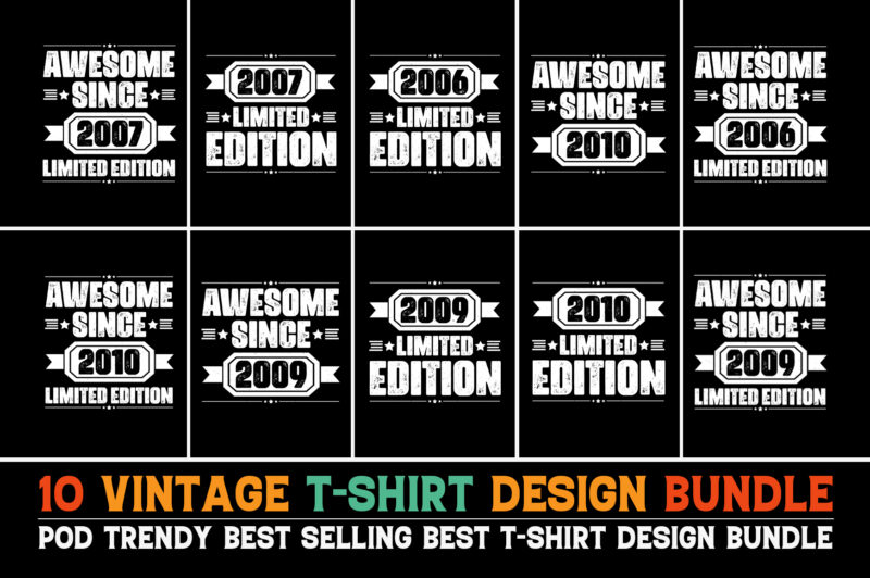 Vintage Birthday T-Shirt Design Bundle