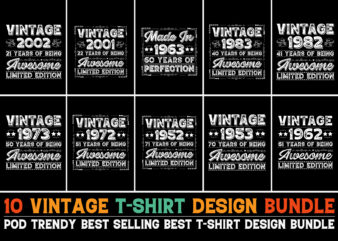 Vintage Birthday T-Shirt Design Bundle