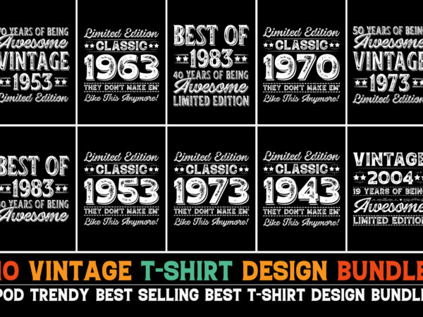 Vintage birthday t-shirt design bundle