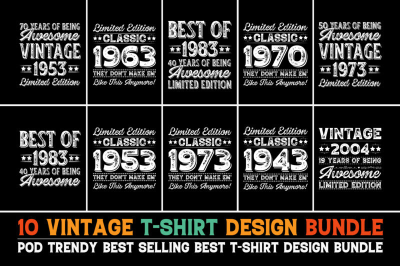 Vintage Birthday T-Shirt Design Bundle