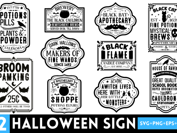 Vintage halloween sign svg bundle ,vintage halloween t-shirt bundle