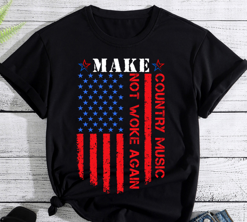 Vintage Make Country Music Not Woke Again American Flag PC - Buy t-shirt  designs