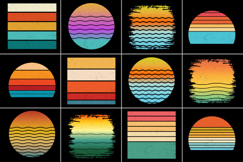 Sunset Colorful T-Shirt Background Bundle