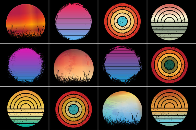 Sunset Colorful T-Shirt Background Bundle