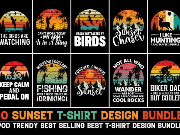 Vintage sunset t-shirt design bundle