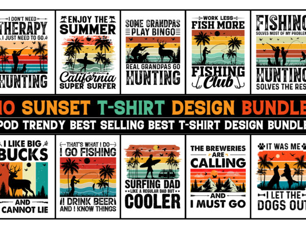 Vintage sunset t-shirt design bundle