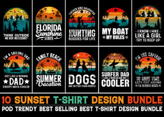 Vintage Sunset T-Shirt Design Bundle