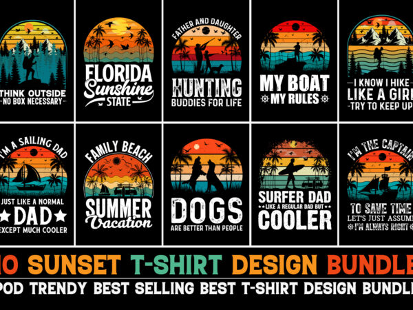 Vintage sunset t-shirt design bundle