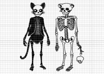 Halloween Skeleton Cat Svg, Cat Halloween Svg, Halloween Svg, Witch svg, Halloween Cat And Skeleton Svg, Funny Halloween Svg, Women’s Halloween Svg graphic t shirt