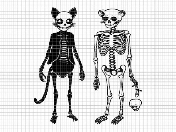 Halloween skeleton cat svg, cat halloween svg, halloween svg, witch svg, halloween cat and skeleton svg, funny halloween svg, women’s halloween svg graphic t shirt