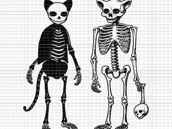Halloween skeleton cat svg, cat halloween svg, halloween svg, halloween cat and skeleton svg, funny halloween svg, cat women’s halloween svg graphic t shirt