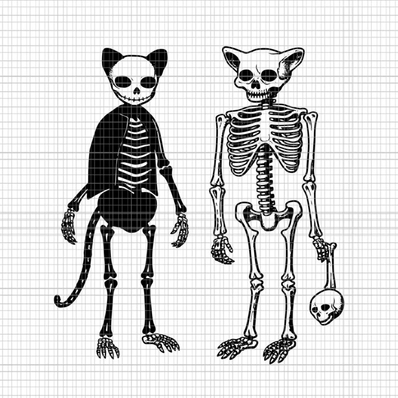 Halloween Skeleton Cat Svg, Cat Halloween Svg, Halloween Svg, Halloween Cat And Skeleton Svg, Funny Halloween Svg, Cat Women’s Halloween Svg