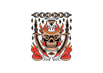 burning skull set t shirt template