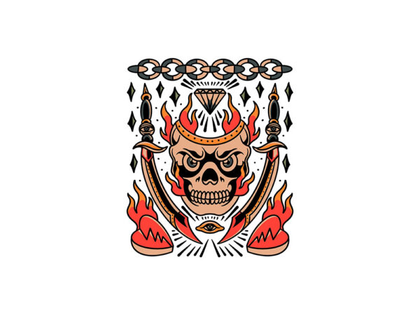 Burning skull set t shirt template