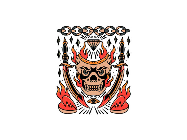 Burning skull set t shirt template