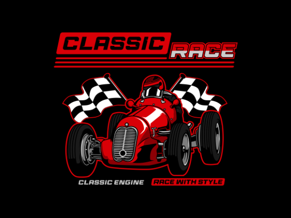 Classic racing car style t shirt vector file