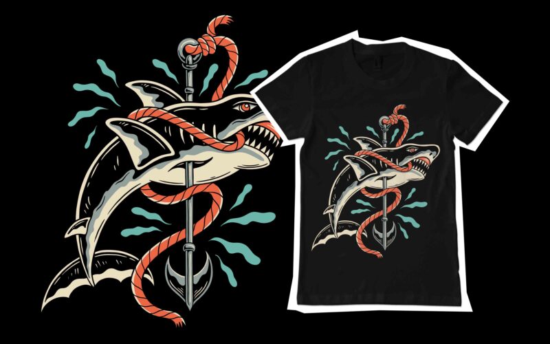 flying shark vector illustration for tshirt