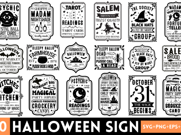 Vintage halloween sign svg bundle ,vintage halloween t-shirt design bundle
