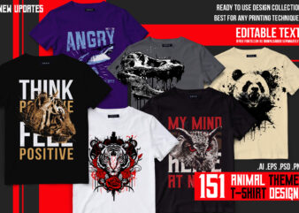 151 Animal T-shirt Designs Bundle