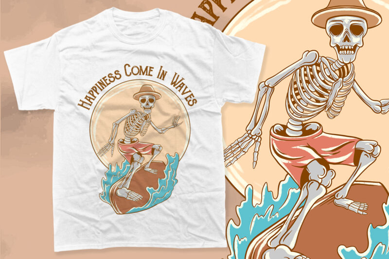Vintage Skeleton Summer Beach PNG T-shirt Designs Bundle, Summer Vacation T-shirt Design for Print on Demand,