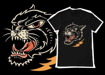 panther head illustration for tshirt design