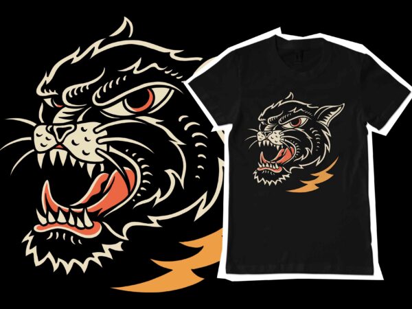 Panther head illustration for tshirt design