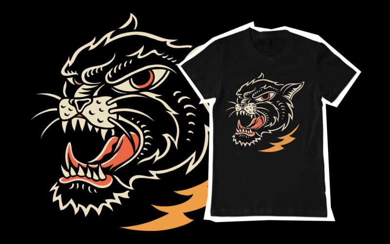 panther head illustration for tshirt design