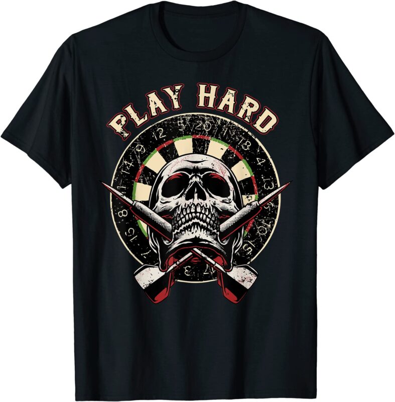 Darts Shirt Play Hard Skull Arrow Dartboard Bullseye Team Darts Shirt Play Hard Skull Arrow Dartboard Bullseye Team