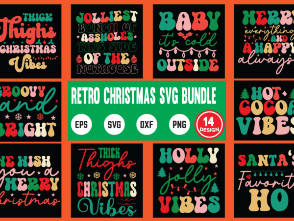 Retro christmas svg bundle christmas, funny, birthday, cute, xmas, holiday, humor, vintage, merry christmas, santa, cool, love, winter, retro, idea, holidays, dad, mothers day, halloween, quote, fathers day, mom, family, t shirt design online