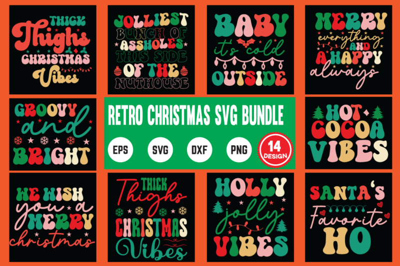 Retro Christmas Svg Bundle christmas, funny, birthday, cute, xmas, holiday, humor, vintage, merry christmas, santa, cool, love, winter, retro, idea, holidays, dad, mothers day, halloween, quote, fathers day, mom, family,