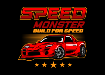 speed monster car t shirt template vector