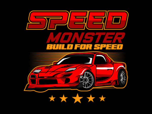 Speed monster car t shirt template vector