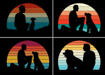 Dog Lover Retro Vintage Sunset T-Shirt Graphic