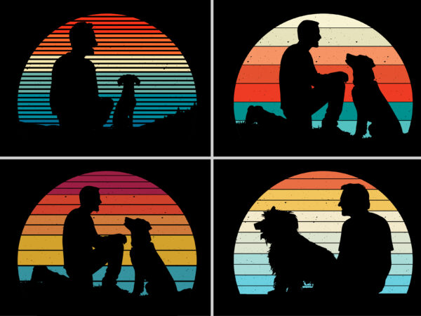 Dog lover retro vintage sunset t-shirt graphic