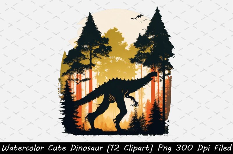 Watercolor Dinosaur Graphic 16 Clipart,