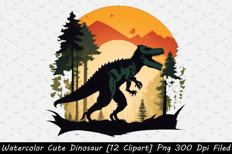 Watercolor Dinosaur Graphic 16 Clipart,