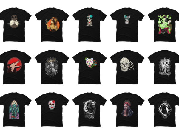 15 skull shirt designs bundle for commercial use part 1, skull t-shirt, skull png file, skull digital file, skull gift, skull download, skull design dbh