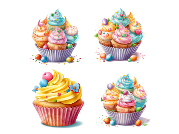 Sweet easter cupcake designs clipart