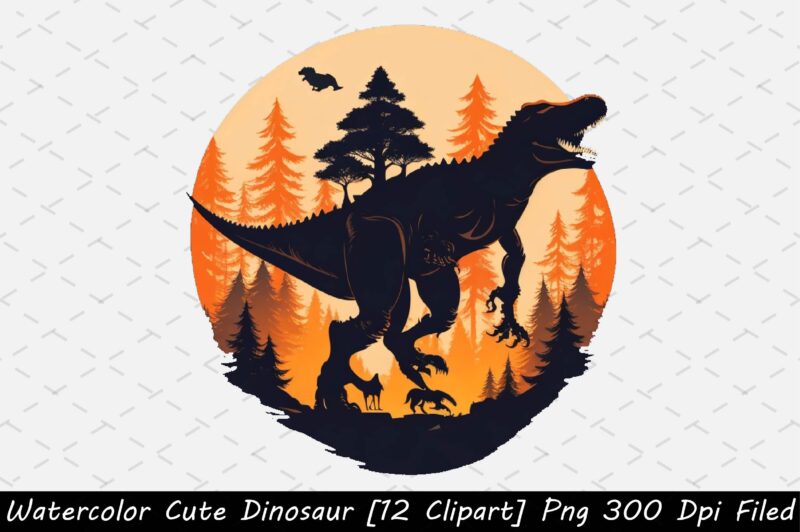 Watercolor Dinosaur Graphic 16 Clipart,