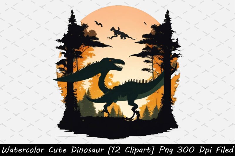 Watercolor Dinosaur Graphic 16 Clipart,