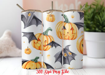 Halloween Pattern Tumbler Sublimation Wrap Designs PNG