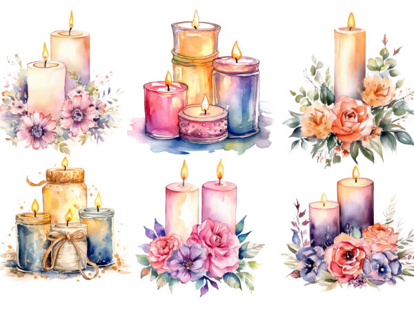 Cozy candles watercolor illustration t shirt vector file