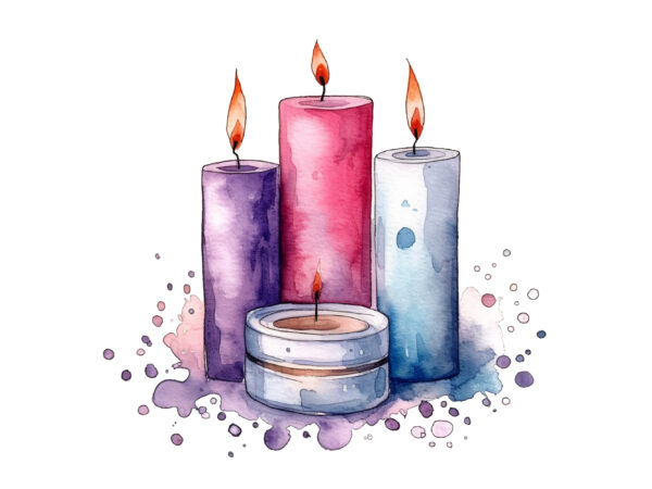 Cozy candles watercolor illustration t shirt vector file