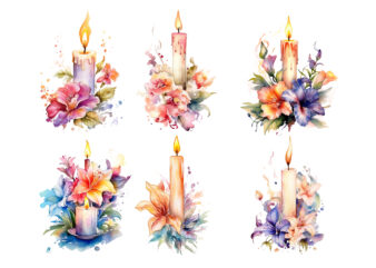 Fairy Candle Flower Watercolor Clipart