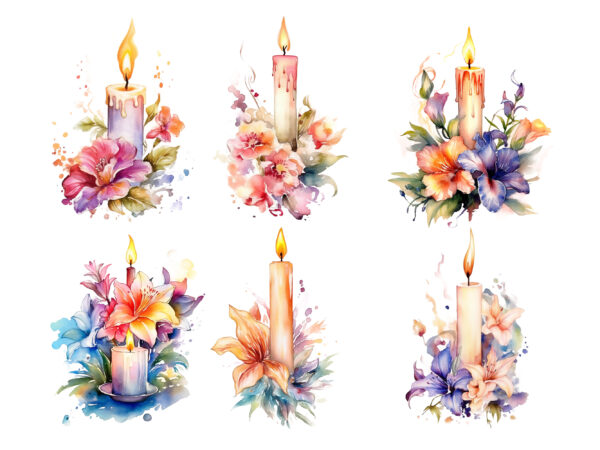 Fairy candle flower watercolor clipart t shirt graphic design