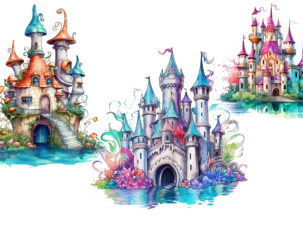 Fairy castle of mermaid clipart t shirt graphic design