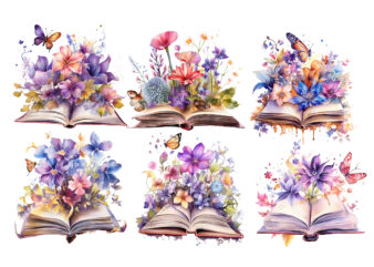 Fairy Flower Book Watercolor Clipart