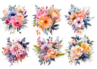 Floral Bouquet Watercolor Clipart t shirt graphic design