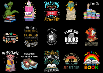 15 Book Shirt Designs Bundle For Commercial Use Part 4, Book T-shirt, Book png file, Book digital file, Book gift, Book download, Book design